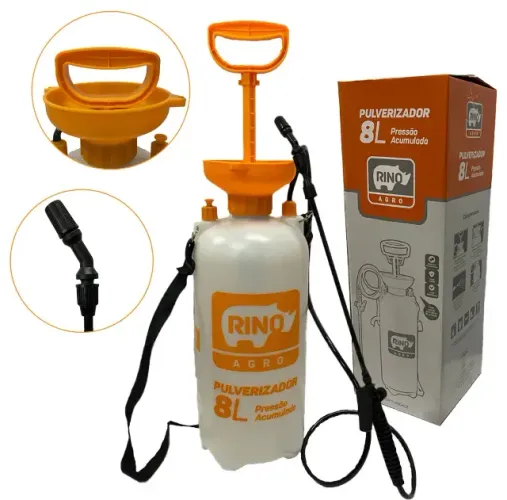 Pulverizador Manual de Pressão Acumulada 8 Litros Rino Agro