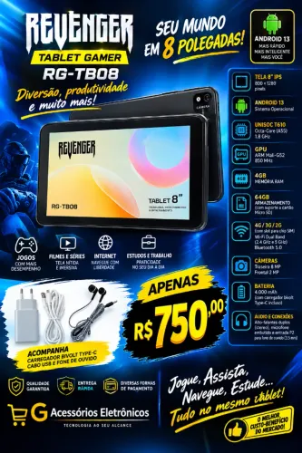 Tablet Revenger RG-TB08 LACRADO COM GARANTIA