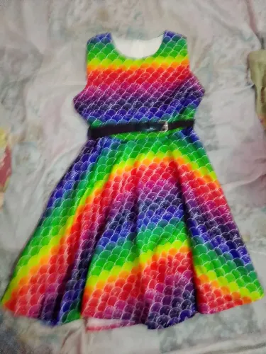 Vestido infantil godê com cinto 