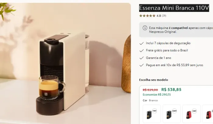 Máquina Café Espresso Nespresso Essenza Mini Branca 110V