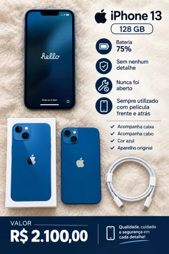 iPhone 13 128GB Azul | 100% Original | Nunca Aberto