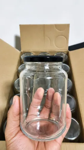 Unidade - Pote de vidro 600ml com tampa metálica 74mm - Cores diversas, Conservas em Geral