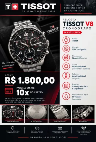 Relógio Tissot V8 Cronógrafo