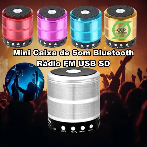 Mini Caixa de Som Bluetooth 887 Portátil Rádio FM USB SD 