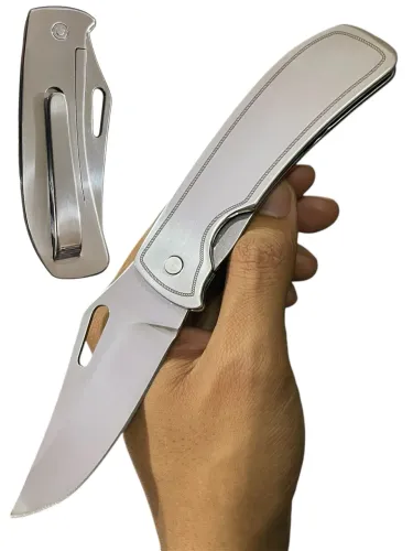 Canivete Monobloco Inox - Trava e Presilha de Bolso