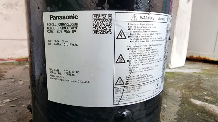 Compressor Scroll SBN373H9F 5TR R410 380V Trifásico Panasonic