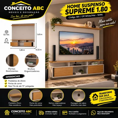 Home Painel Rack Suspenso Supreme 1.80m | Conceito ABC