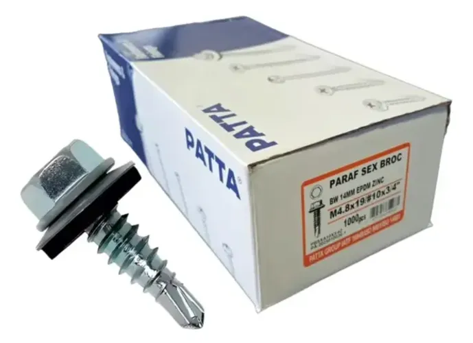 Parafuso Auto Brocante Sextavado Epdm Telha 10x3/4 Patta 1000un - NOVO