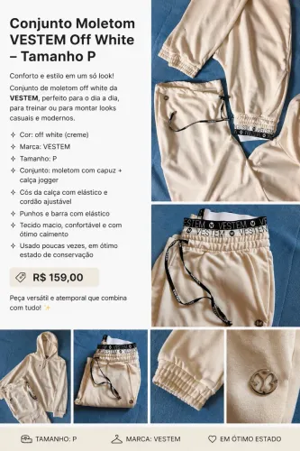 Conjunto Moletom Vestem Off White P
