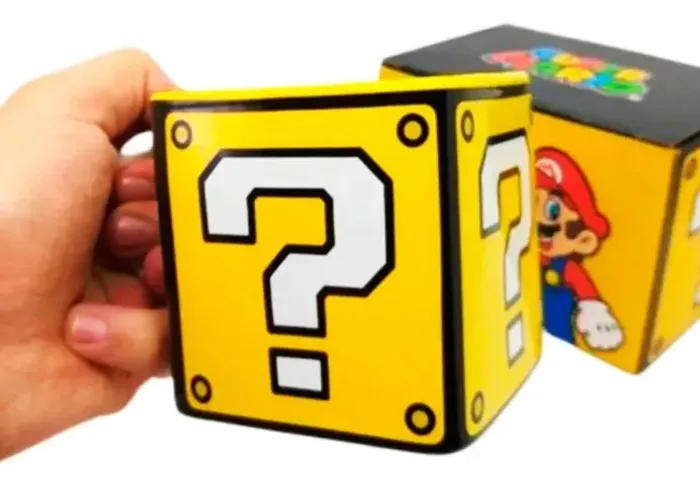 Caneca Quadrada Super Mario - Cubo Bloco Interrogação