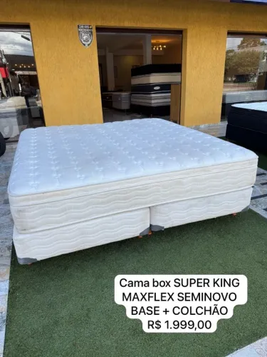 Cama KING BASE BOX + COLCHÃO KING SEMINOVO - Entrega grátis!