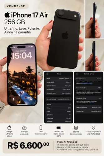 Vende-se iphone 17 air 1 ano de uso