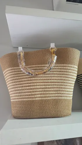 Bolsa praia com alça bambu
