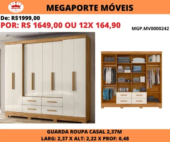 Guarda Roupa Casal 2,37 com 8P 4G