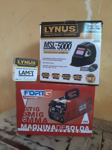 Máquina de Solda FORTG + Máscara de Solda Lynus + Arame Solda