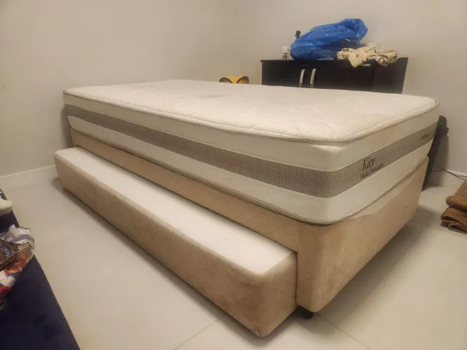 Cama Box Solteiro Colchão + Auxiliar