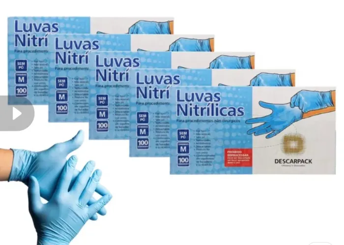 Luva Descartável Nitrilica Azul ?M?