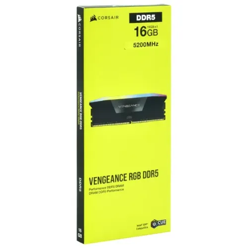Memória Corsair Vengeance RGB DDR5 16GB 5200MHz Preto