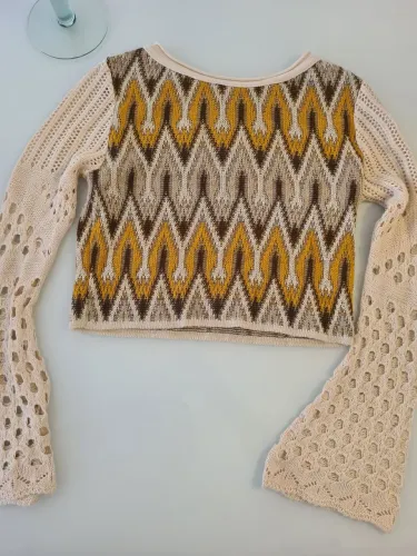 Blusa de Tricot Feminina Manga Longa e Fio Metalizado