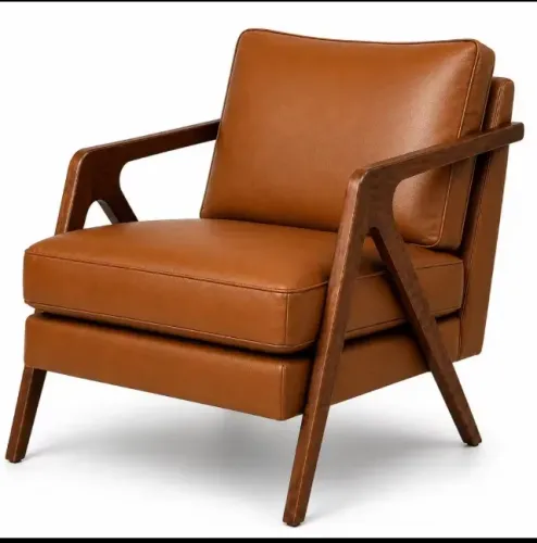 Vendo Poltrona Mona - Design Moderno em Courino Caramelo (Leia a descrição)