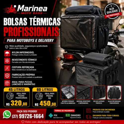 Bolsa Térmica para Motoboy 45L e 60L | Fabricação Própria