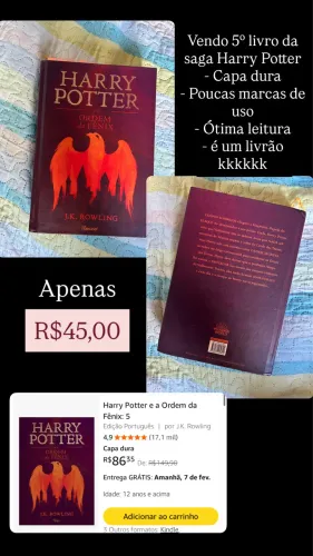 Livro Capa Dura Harry Potter e a Ordem da Fênix - Usado