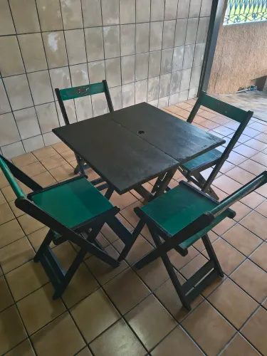 Jogo de mesa de madeira dobrável