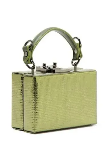 Bolsa Clutch Metal Detail Ellus Verde Oliva
