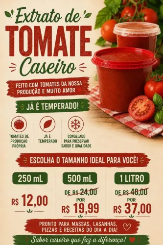 Molho de tomate caseiro artesanal