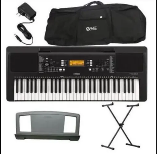 Kit Teclado Arranjador 61 Teclas PSR E373 Preto Yamaha