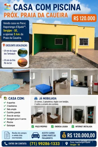 Vendo casa em Sergipe - Se ( Paruí, Itaporanga)