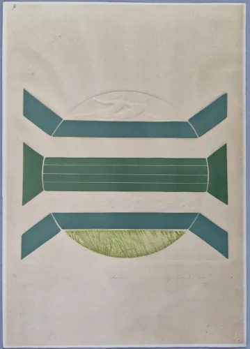 Lyria Palombini - Gravura em relevo "Mutação" medindo 70 x 49 cm , ano 1974 e sem moldura