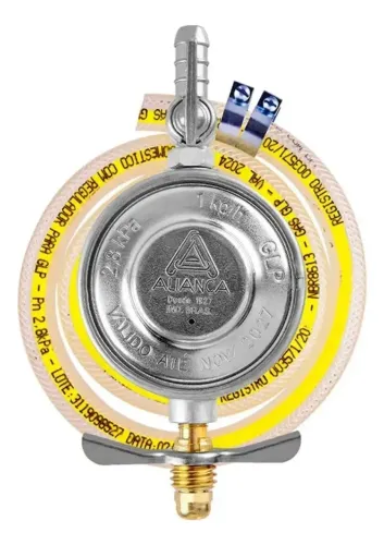 Regulador gás Registro Borboleta Aliança c/Abraç e Mang 80cm - Novo a pronta entrega