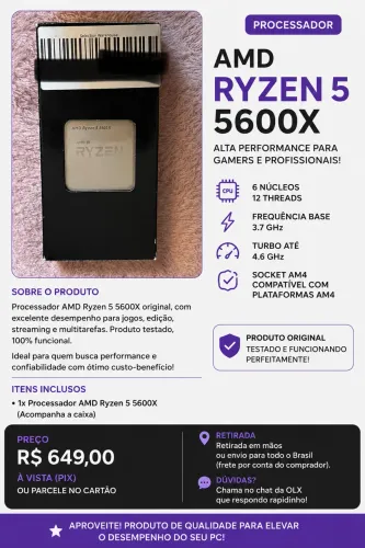 Processador AMD RYZEN 5 5600X