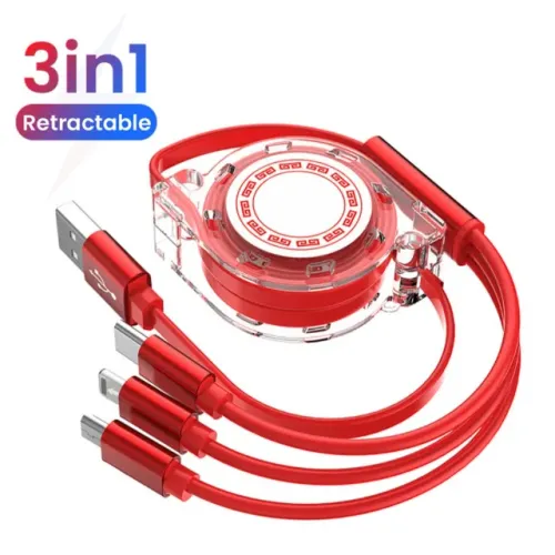 Cabo Carregador Usb Retrátil Ultra Rápido 3 Em 1 _ EL141