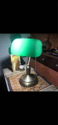 LUMINÁRIA INGLESA DE OPALINA BANKER LAMP 