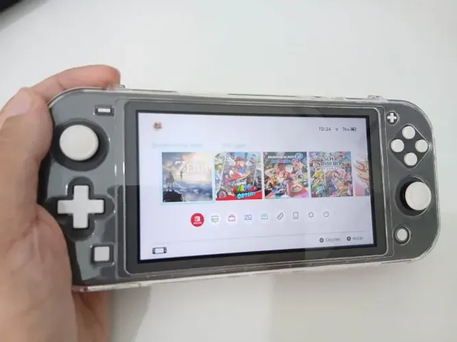 Switch Lite Cinza Desbloqueado + SD 128GB | Pouquíssimo Uso