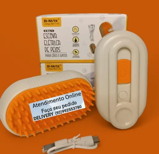 ESCOVA ELÉTRICA PET CÃES GATOS USB