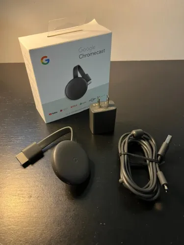 Google Chromecast 1ª Geração Original Google + Caixa, Fonte e Cabo USB