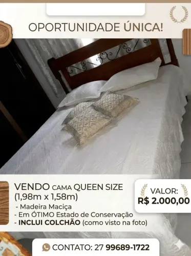 Cama madeira maciça