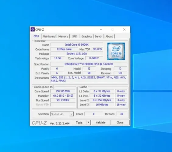 PROCESSADOR Intel(R) Core(TM) i9-9900K CPU @ 3.60GHz
