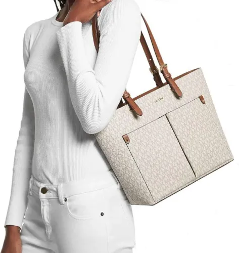 Bolsa Michael Kors Jet Set Large Logo - Vanilla | Original