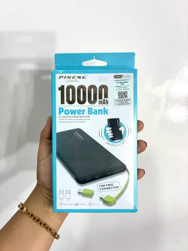 Carregador portátil Pineng 10.000mAh | Powerbank | Com adaptador IPhone e V8