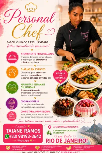 Personal Chef, cozinheira e confeiteira profissional 