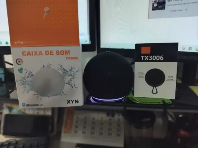 Caixa de Som Bluetooth Estilo Alexa Dot - Led Colorido - Nova