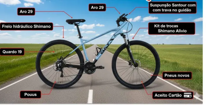 Troco ou Vendo Bicicleta TSW Stamina, Aro 29, Quadro 19, Shimano Alivio, freio Hidraulico