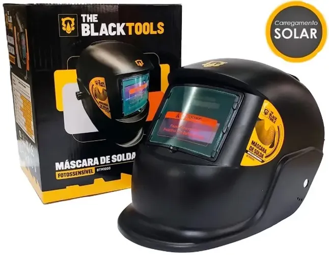 Máscara De Solda Escurecimento Automático Profissional Cor Preto Liso The Black Tools