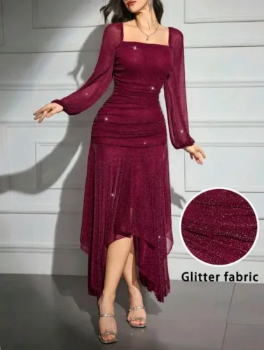 Vestido elegante de festa vinho brilhos (ideal pra formatura e casamento) usado só uma vez