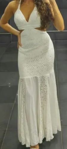 Vestido Longo Branco de Renda - Estilo Boho/Sereia | Tam. PP/P