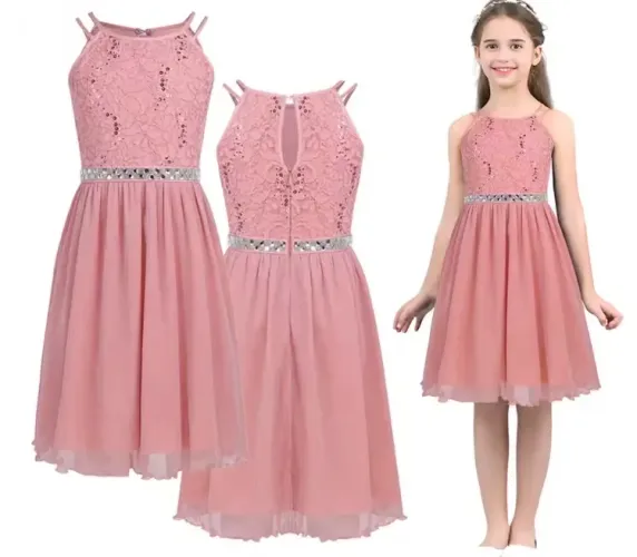 Vestido Social Infantil Rosa - Tamanho 6 ao 8 | Ideal para Festas